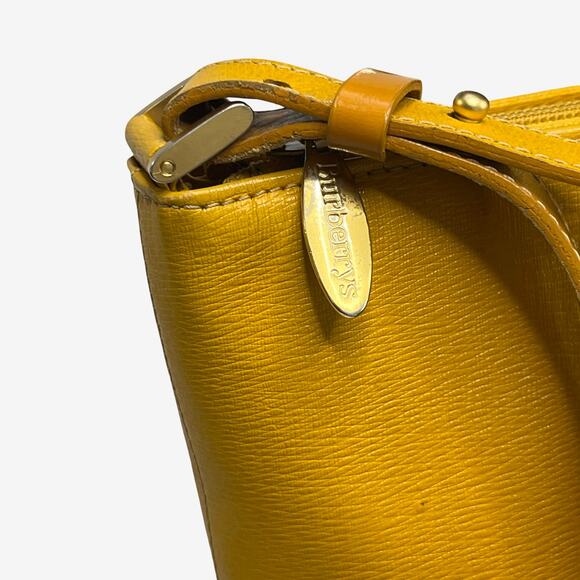 Burberrys Yellow Embossed Leather Bucket Shoulder Bag Vintage Nova Check Lining - Picture 15 of 16